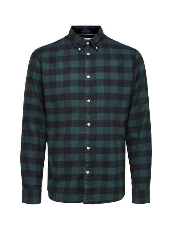 Selected Slim Flannel Shirt LS - Darkest Spruce Box